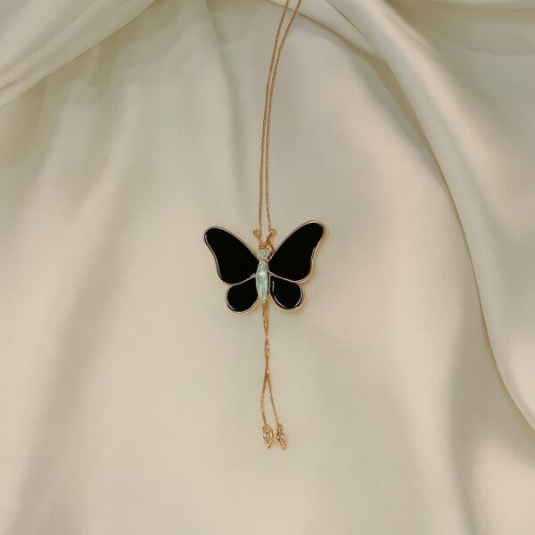 Elegant Black Butterfly Pendant Necklace