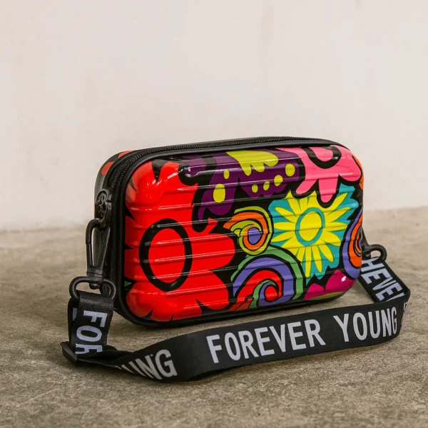 Vibrant Floral Hard Shell Crossbody Bag – Forever Young Edition